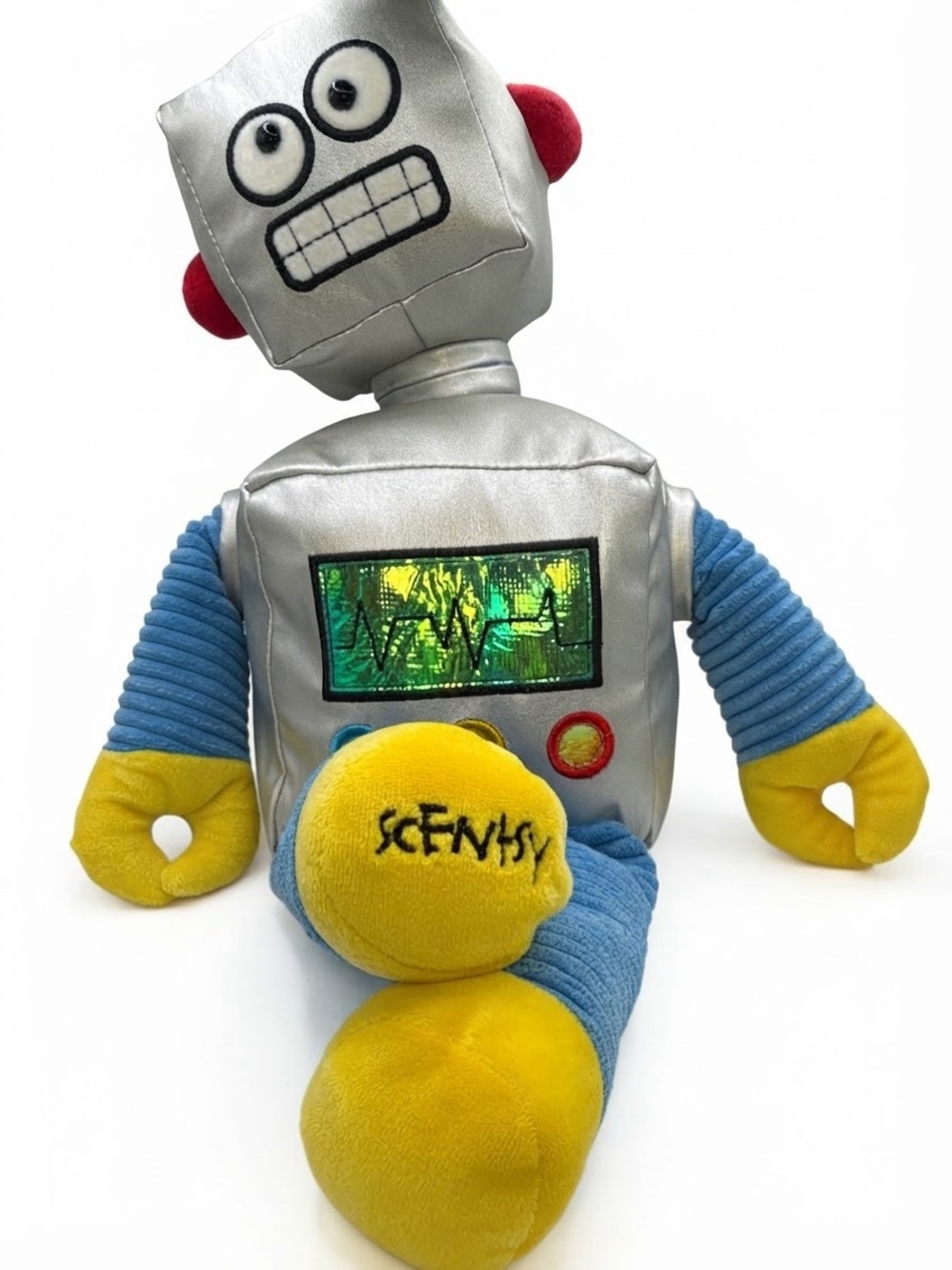 Retired Scentsy Buddy Gage the Robot 15” Silver & Blue Plush Toy + Scent Pak